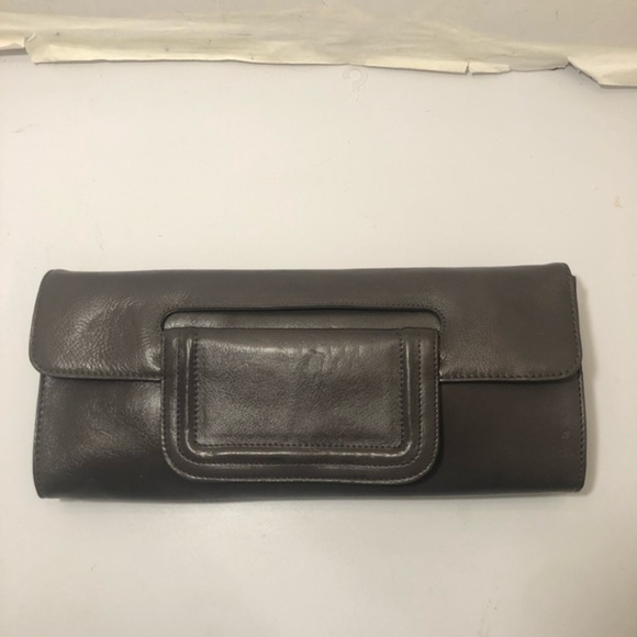 Hobo gray leather clutch bag
